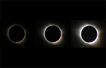 A sequence of images of the 2017 eclipse captured automatically by the Eclipse Camera mobile app.